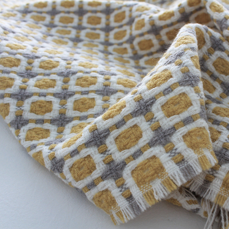 Pastoral Style Yellow Knitted Woolen Blanket - CheepSweepz
