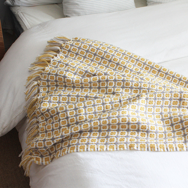 Pastoral Style Yellow Knitted Woolen Blanket - CheepSweepz