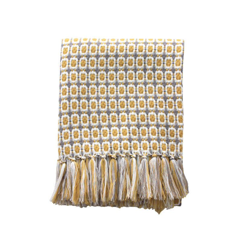 Pastoral Style Yellow Knitted Woolen Blanket - CheepSweepz