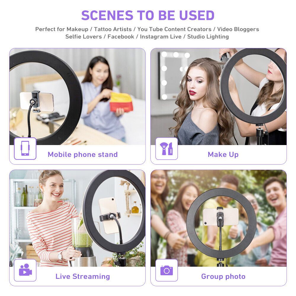 LED Ring Light With Phone Tripod Stand Kit 10" - CheepSweepz