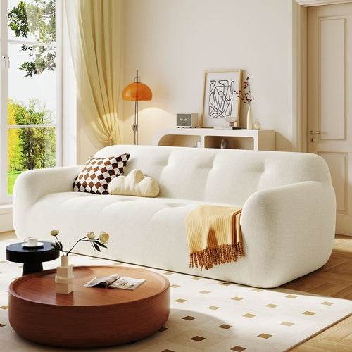85.8' Wide Chenille Fabric 3-Seater Sofa with Tufted Style, Full - CheepSweepz