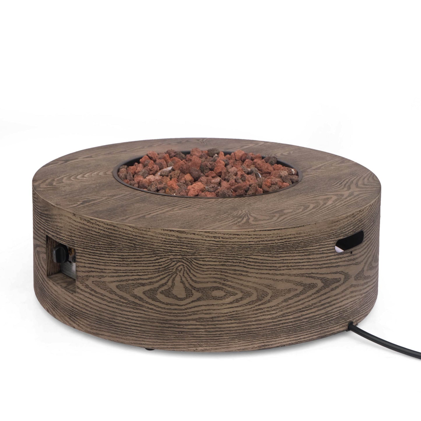 AIDAN ROUND IRON FIRE PIT - 50,000 BTU TANK OUTSIDE - CheepSweepz