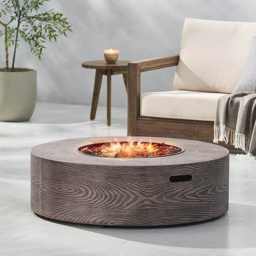 AIDAN ROUND IRON FIRE PIT - 50,000 BTU TANK OUTSIDE - CheepSweepz