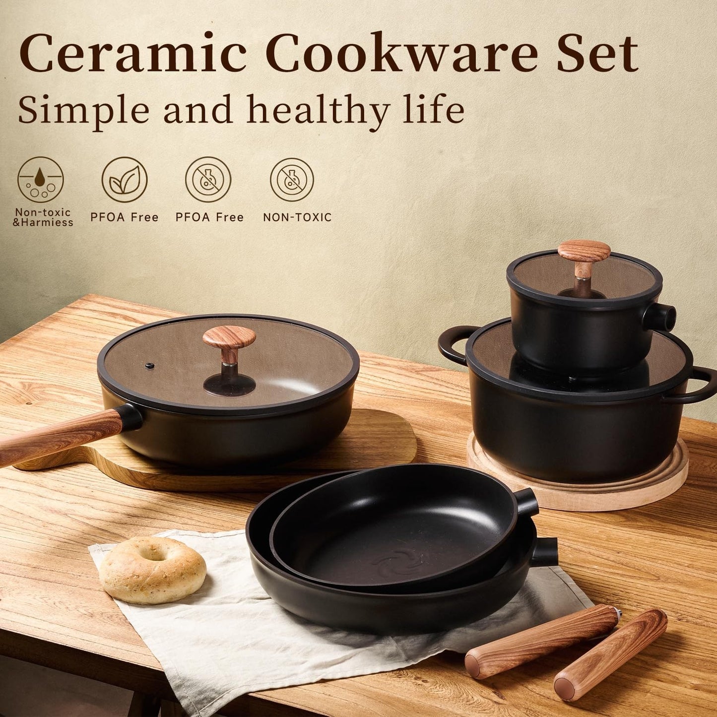15-Piece Ceramic Cookware Set - Non-Stick Induction Pots & Pans - CheepSweepz
