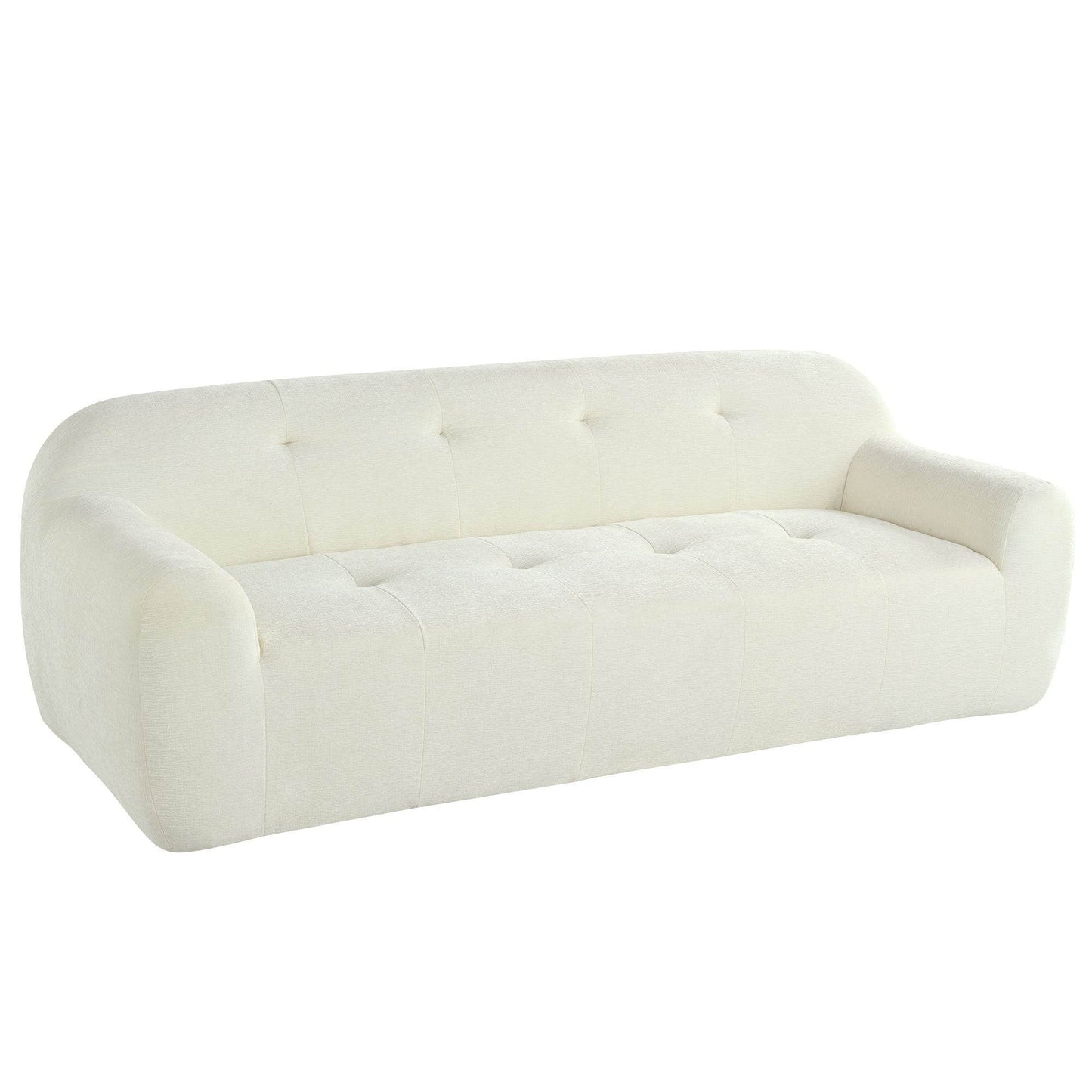 85.8' Wide Chenille Fabric 3-Seater Sofa with Tufted Style, Full - CheepSweepz