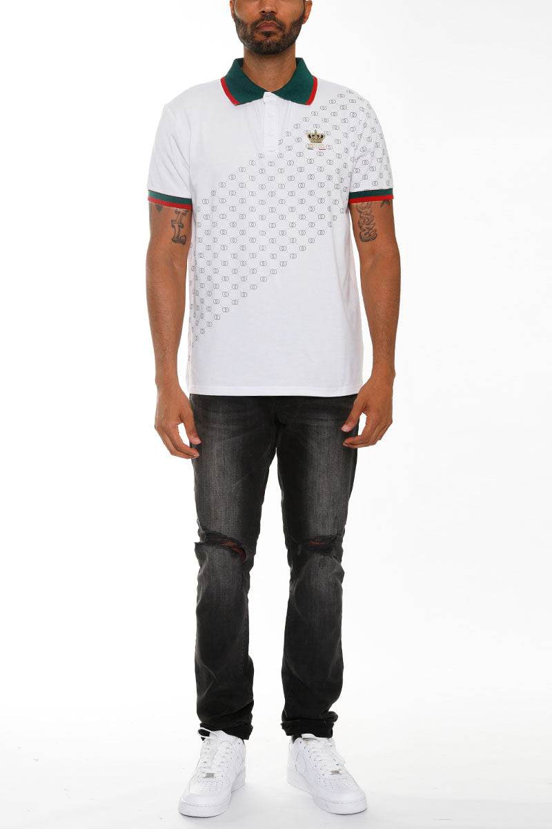 Italian Print Collared Polo Shirt - CheepSweepz