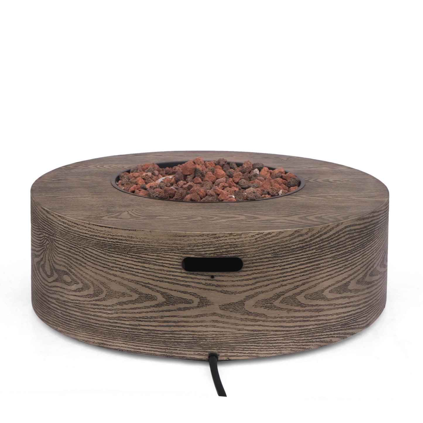 AIDAN ROUND IRON FIRE PIT - 50,000 BTU TANK OUTSIDE - CheepSweepz