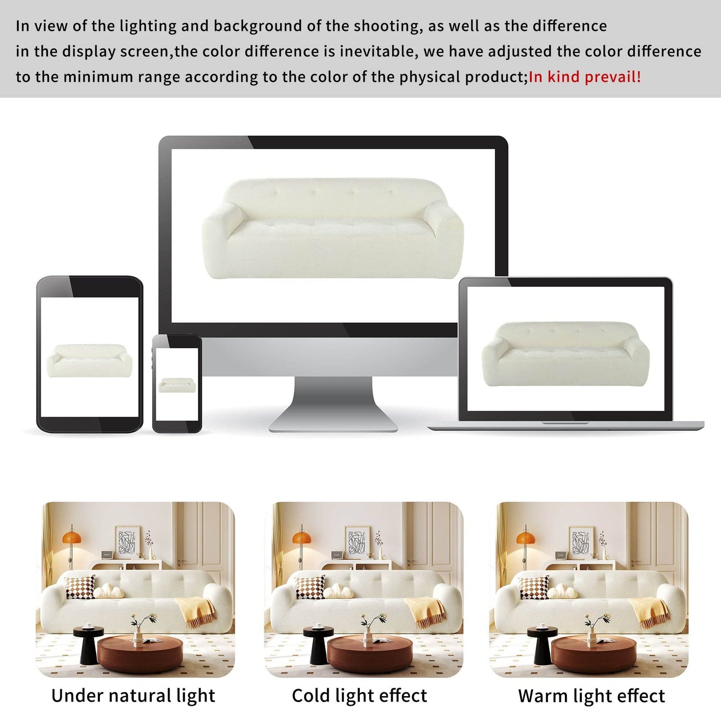 85.8' Wide Chenille Fabric 3-Seater Sofa with Tufted Style, Full - CheepSweepz