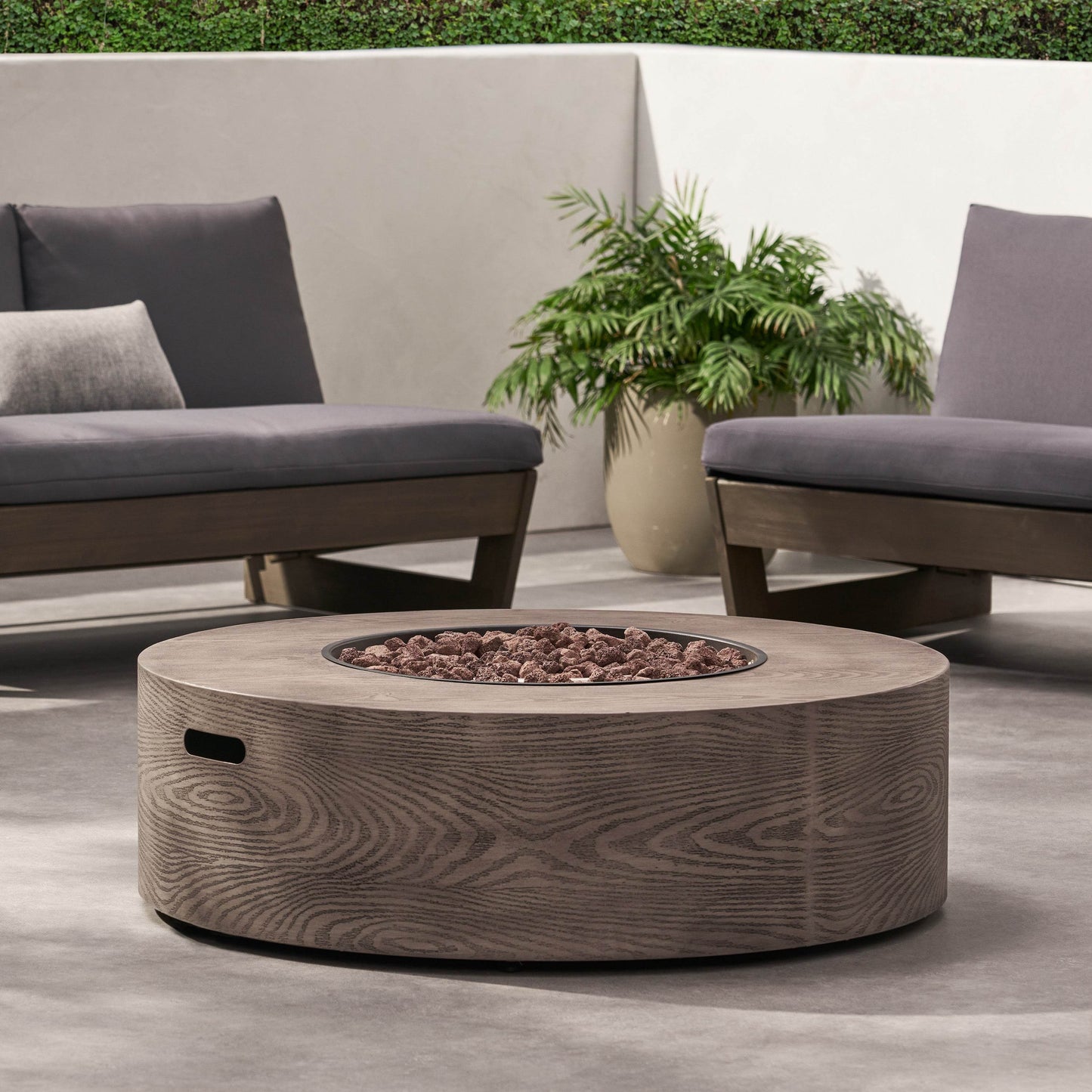 AIDAN ROUND IRON FIRE PIT - 50,000 BTU TANK OUTSIDE - CheepSweepz