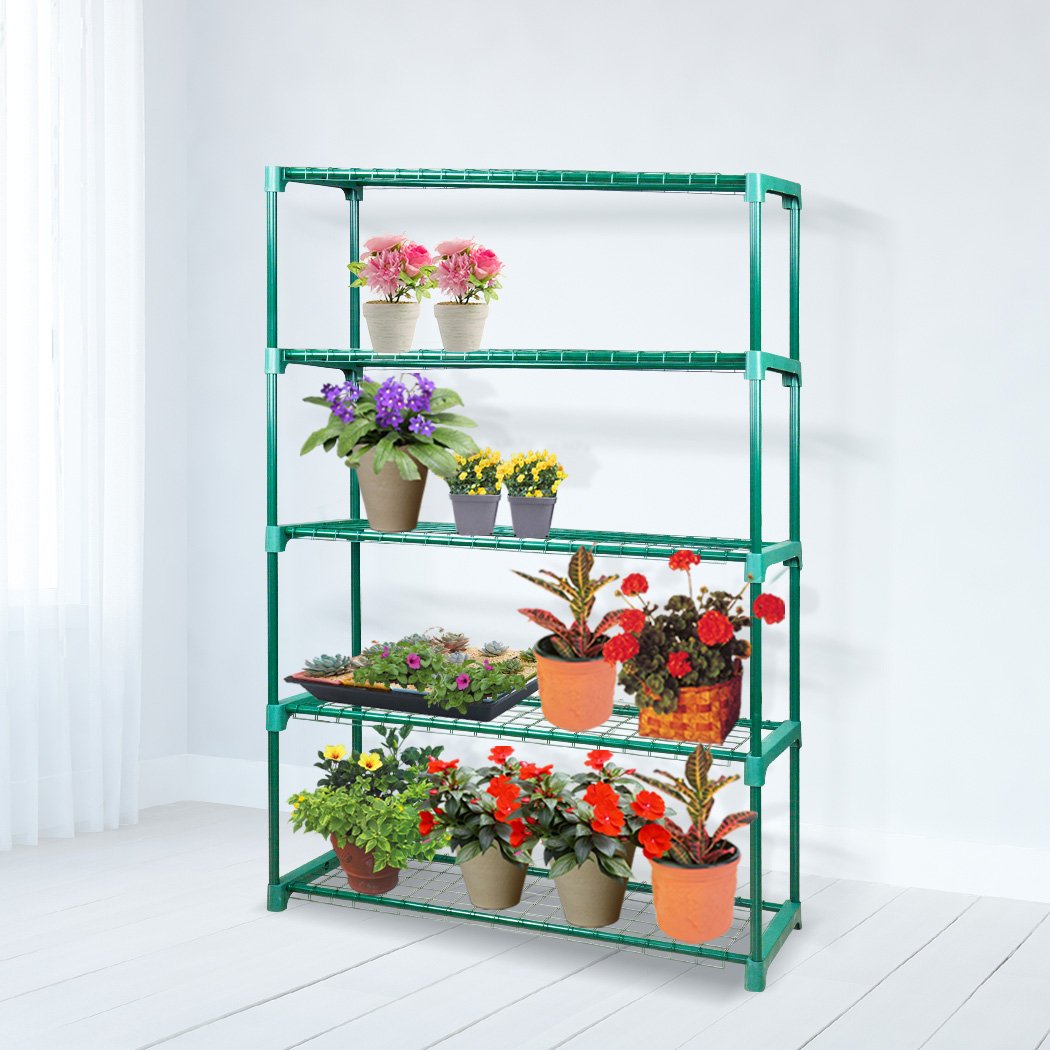 2x 5 Tier Plant Shelve Garden Greenhouse Steel Storage Shelving Frame - CheepSweepz