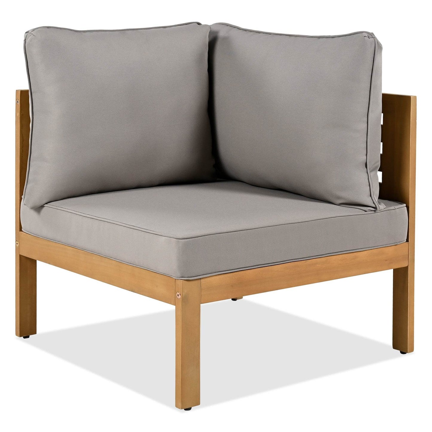 Sangria Beech corner chair with grey cushions luxury outdoor seating for backyard with wooden frame