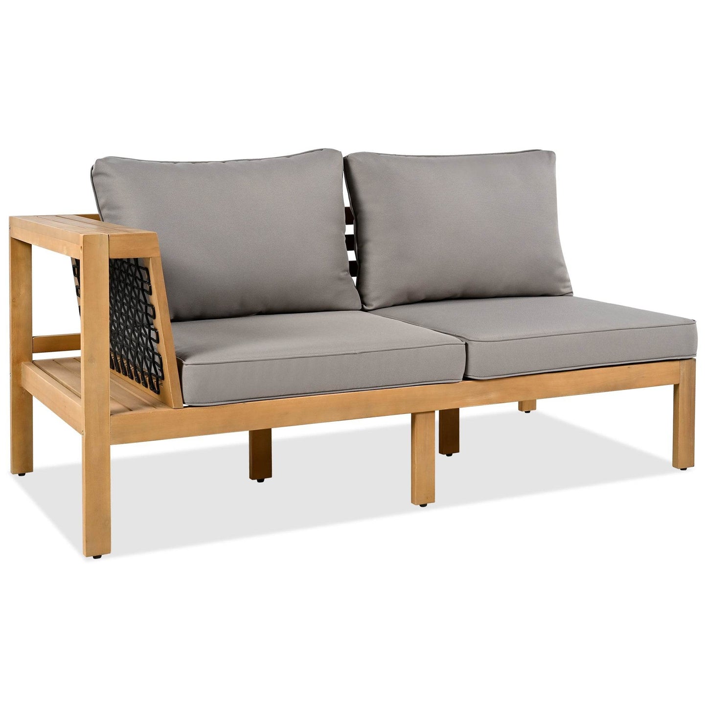 Sangria Beech wooden sofa with gray cushions luxury outdoor seating for backyard