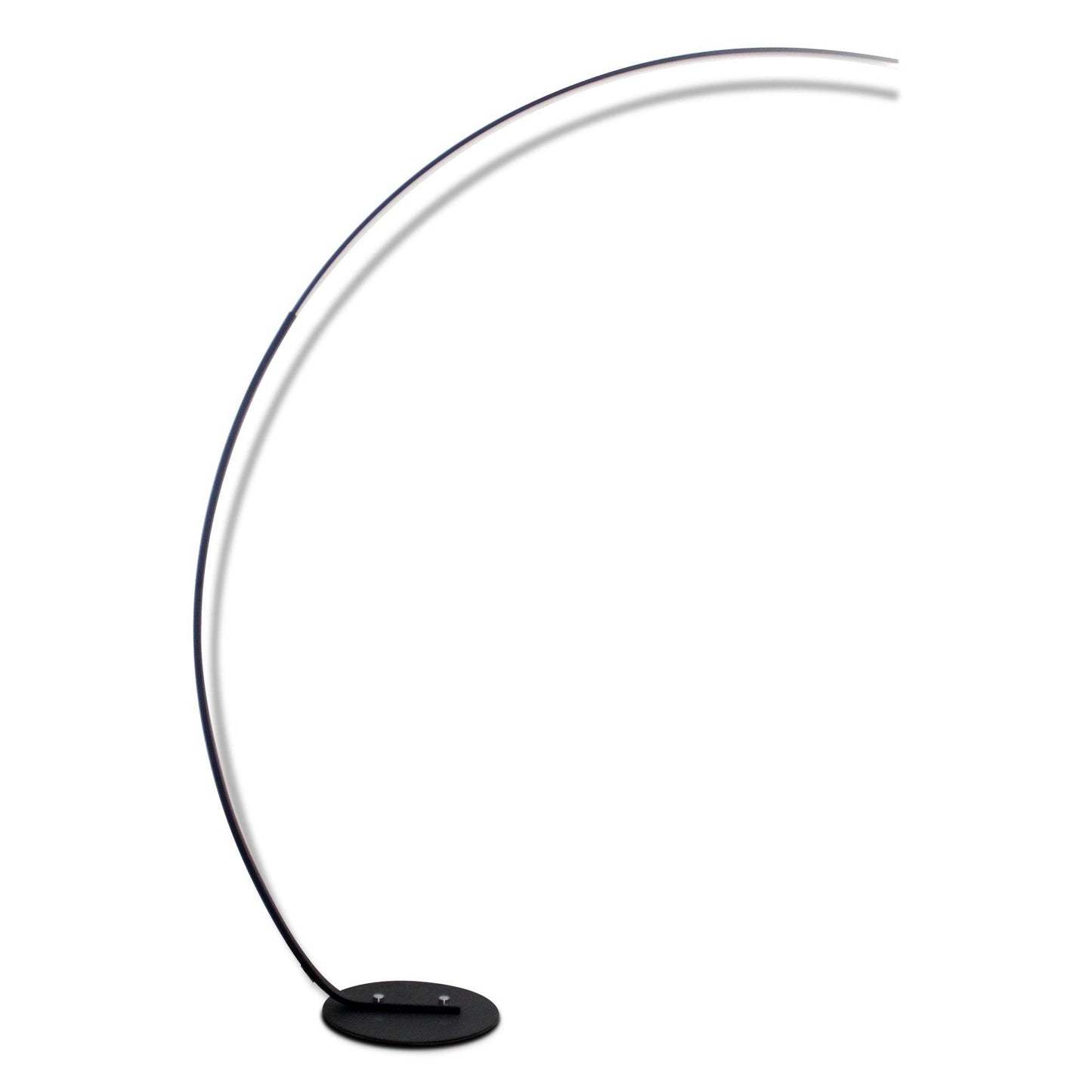 Sangria Apricot modern curve floor lamp with sleek black arched design and round base for home decor