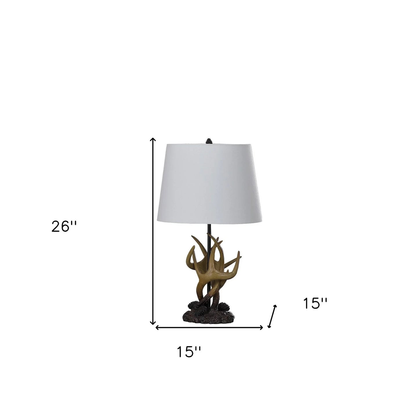 Natural antlers lamp with white shade featuring detailed antler base and classic white lampshade