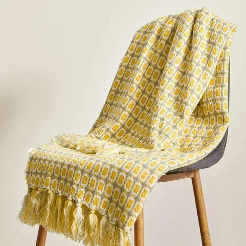 Pastoral Style Yellow Knitted Woolen Blanket - CheepSweepz