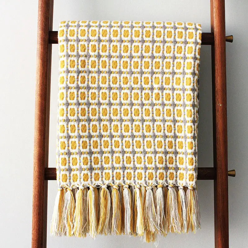 Pastoral Style Yellow Knitted Woolen Blanket - CheepSweepz