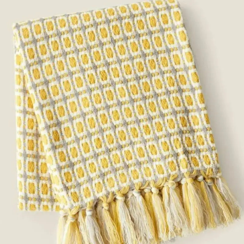 Pastoral Style Yellow Knitted Woolen Blanket - CheepSweepz