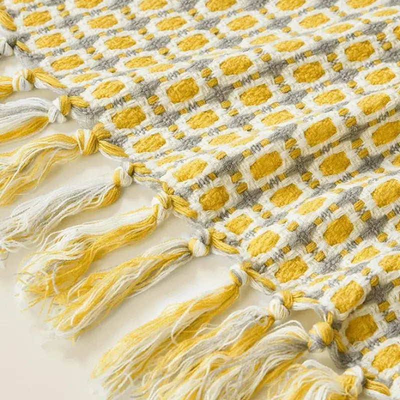 Pastoral Style Yellow Knitted Woolen Blanket - CheepSweepz