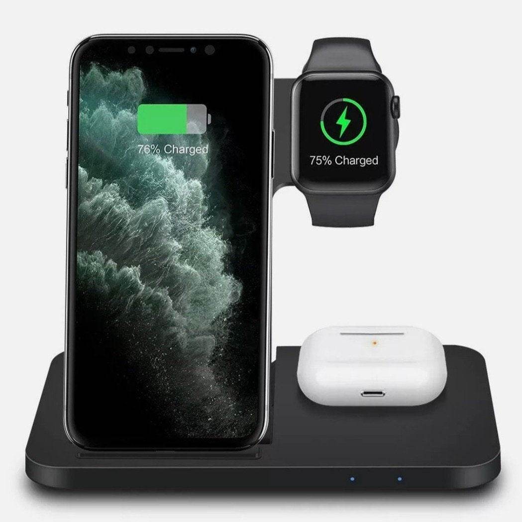 Yellow Pandora premium foldable charging station for gadgets holding phone watch and earbuds charging