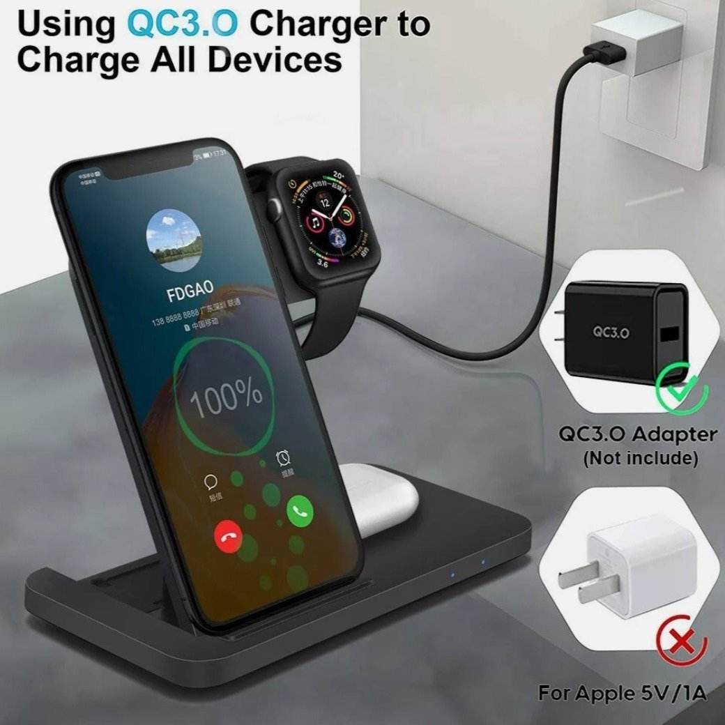 Yellow Pandora premium foldable charging station for gadgets with phone and smartwatch charging