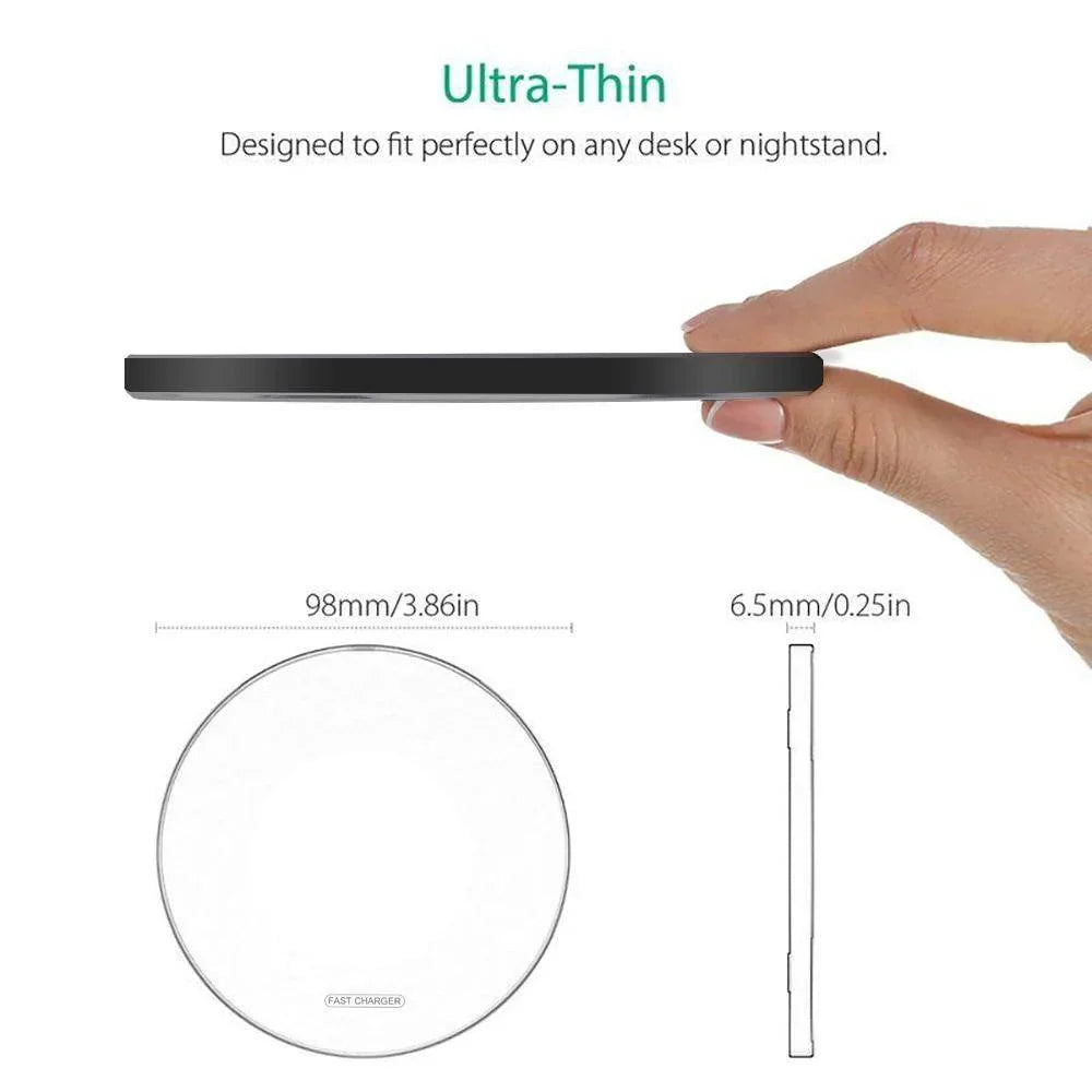Yellow Pandora ultra-thin premium wireless charging station with 98mm diameter and 6.5mm thickness