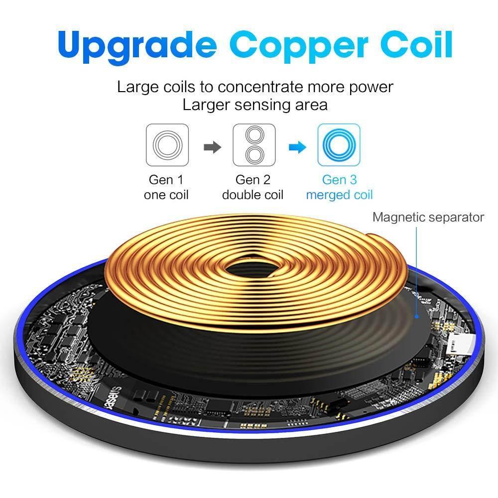 Yellow Pandora premium wireless charging station with upgraded copper coil and magnetic separator for enhanced power