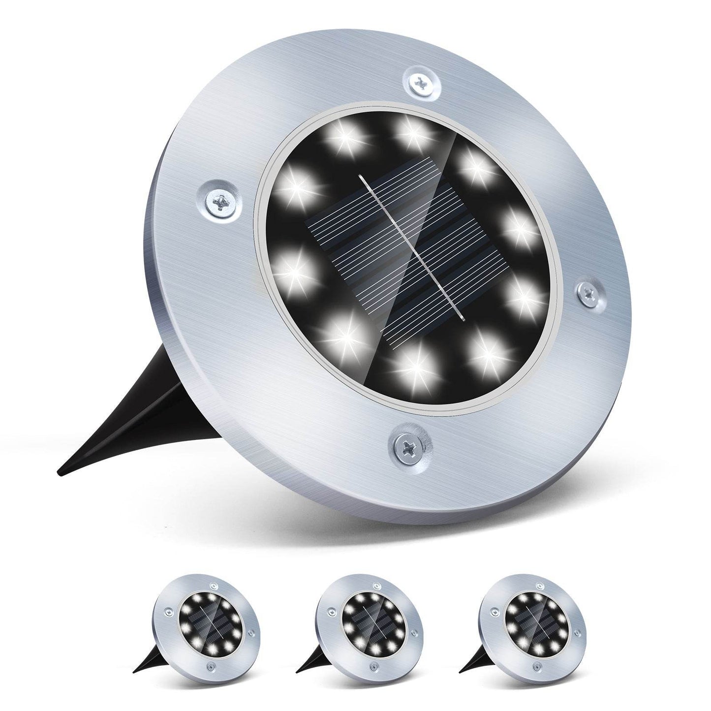 Pink Iolaus solar powered garden pathway lights with stainless steel frame and LED bulbs