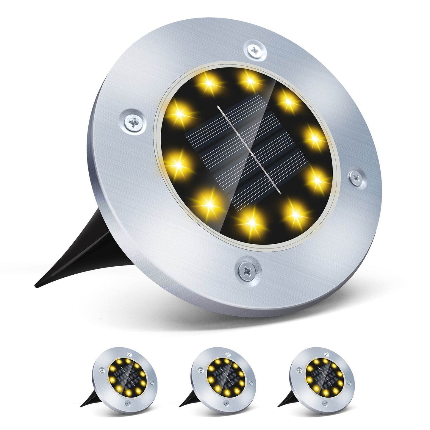 Pink Iolaus solar powered garden pathway lights with stainless steel finish and bright LED bulbs