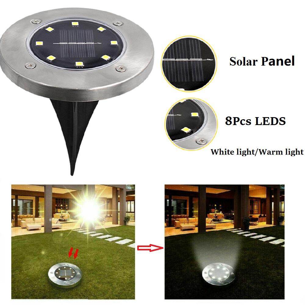 Pink Iolaus solar powered garden pathway lights with solar panel and 8 LED lights for outdoor use