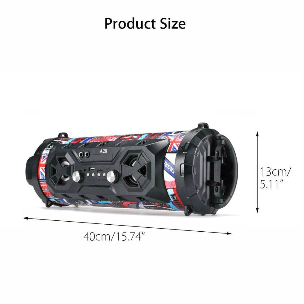 Yellow Pandora superior sound bluetooth party speaker with UK flag design and size dimensions