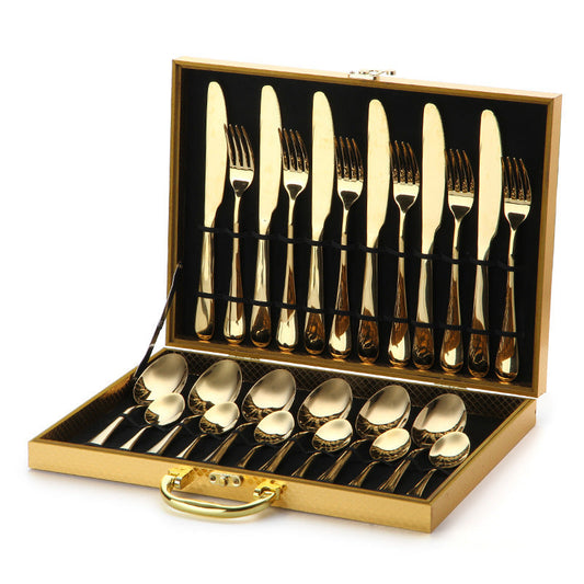 Premium Golden Western Cutlery Set - Stainless Steel Knife & Fork