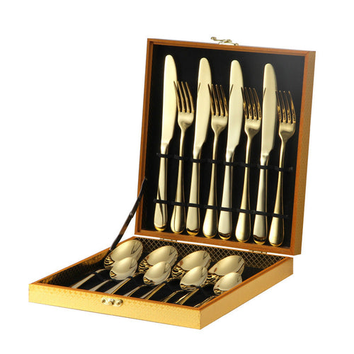 Premium Golden Western Cutlery Set - Stainless Steel Knife & Fork