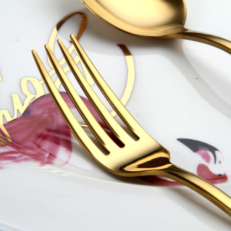 Premium Golden Western Cutlery Set - Stainless Steel Knife & Fork