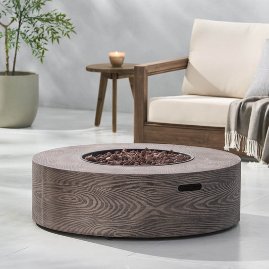 AIDAN ROUND IRON FIRE PIT - 50,000 BTU TANK OUTSIDE - CheepSweepz