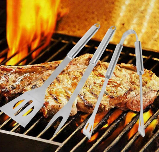 3 PCS Stainless Steel BBQ Grill Utensils Set - CheepSweepz
