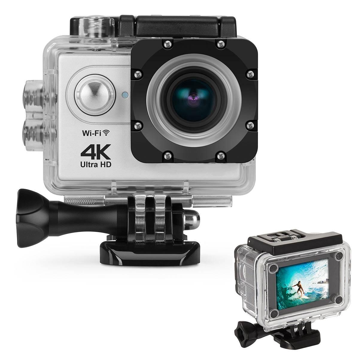 4K waterproof action camera with clear waterproof case and Wi-Fi for high definition video