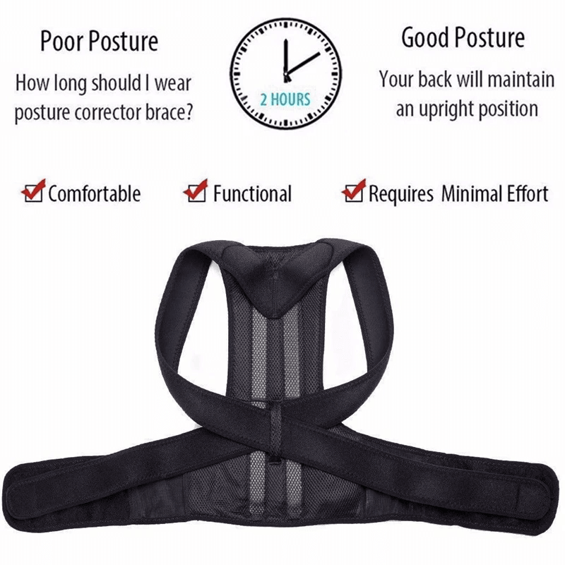 Adjustable Posture Corrector Low Back Support Shoulder Brace Belt For - CheepSweepz