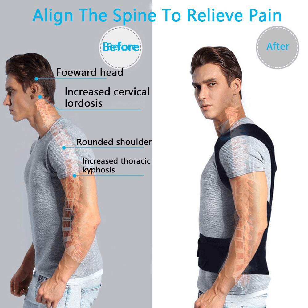 Adjustable Posture Corrector Low Back Support Shoulder Brace Belt For - CheepSweepz