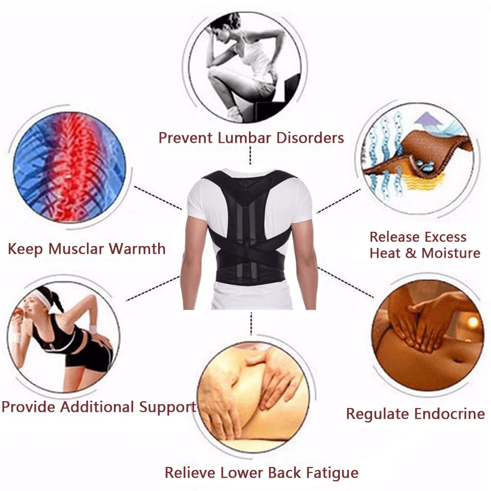 Adjustable Posture Corrector Low Back Support Shoulder Brace Belt For - CheepSweepz