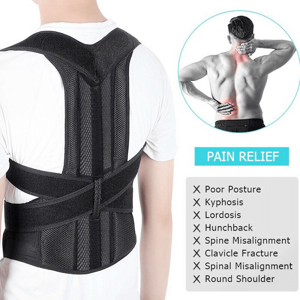 Adjustable Posture Corrector Low Back Support Shoulder Brace Belt For - CheepSweepz