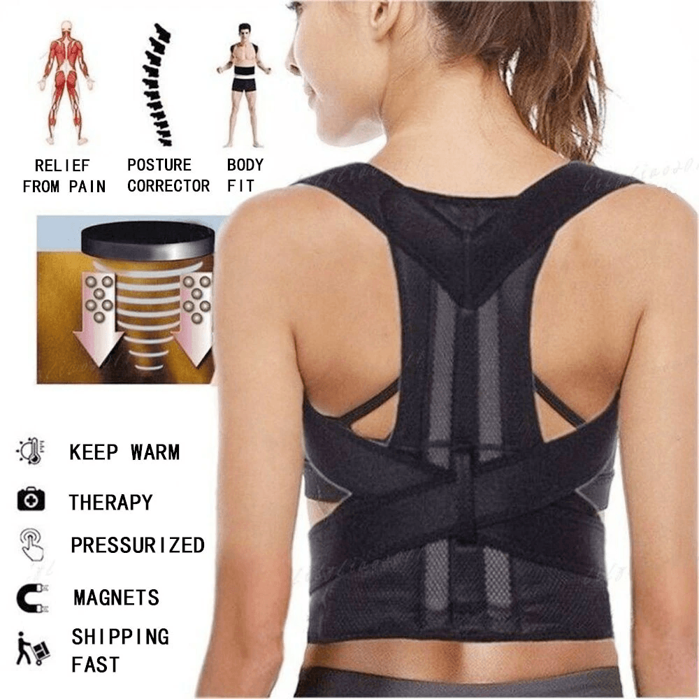 Adjustable Posture Corrector Low Back Support Shoulder Brace Belt For - CheepSweepz
