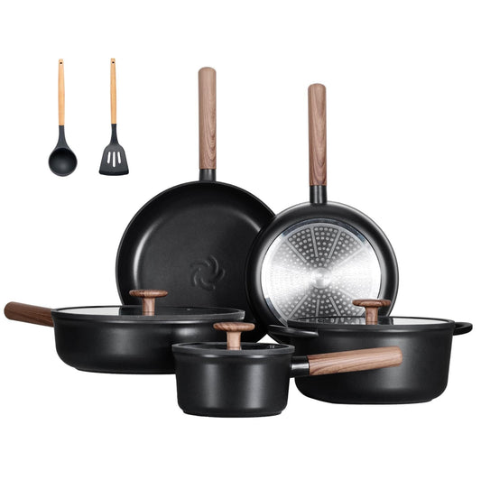 15-Piece Ceramic Cookware Set - Non-Stick Induction Pots & Pans - CheepSweepz