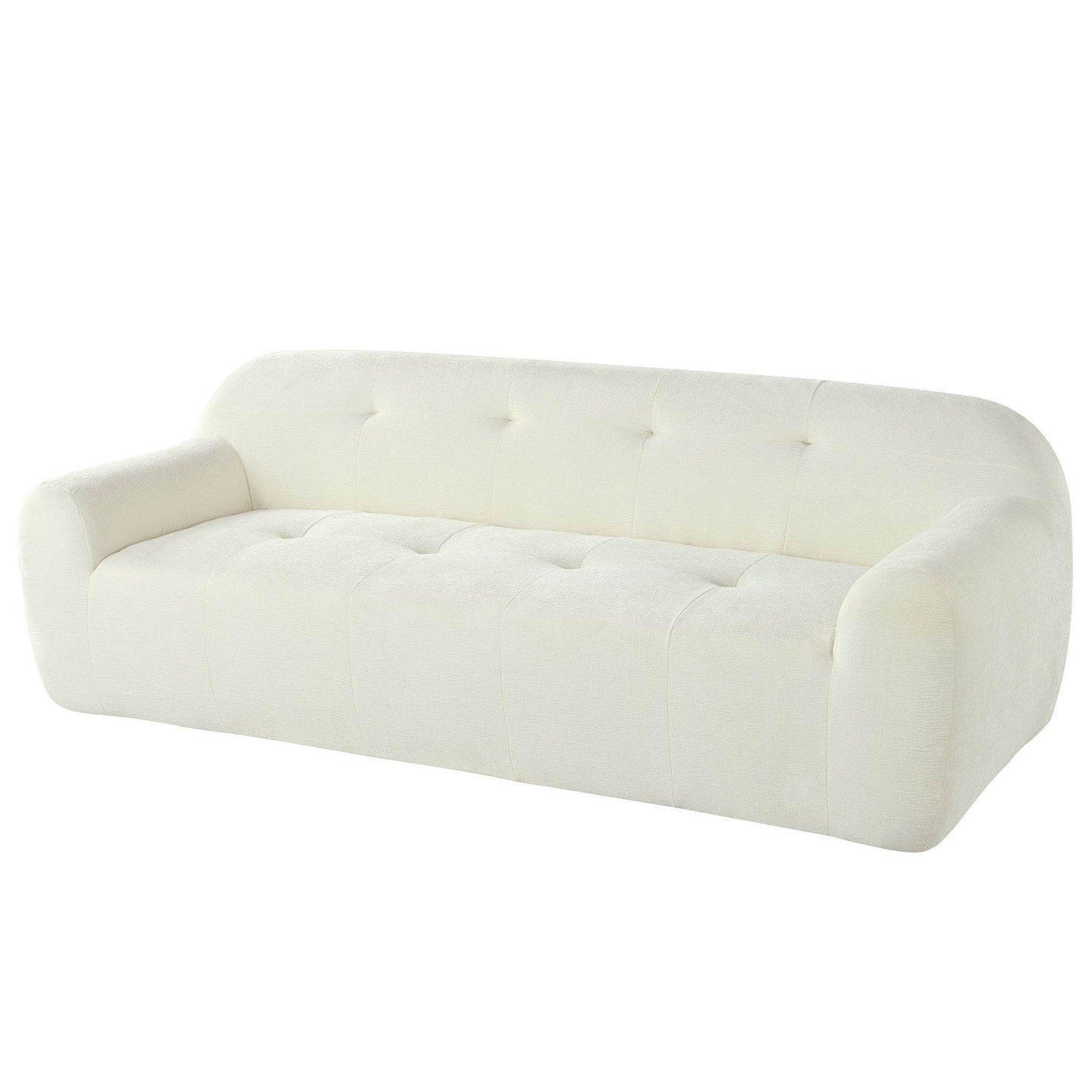 85.8' Wide Chenille Fabric 3-Seater Sofa with Tufted Style, Full - CheepSweepz