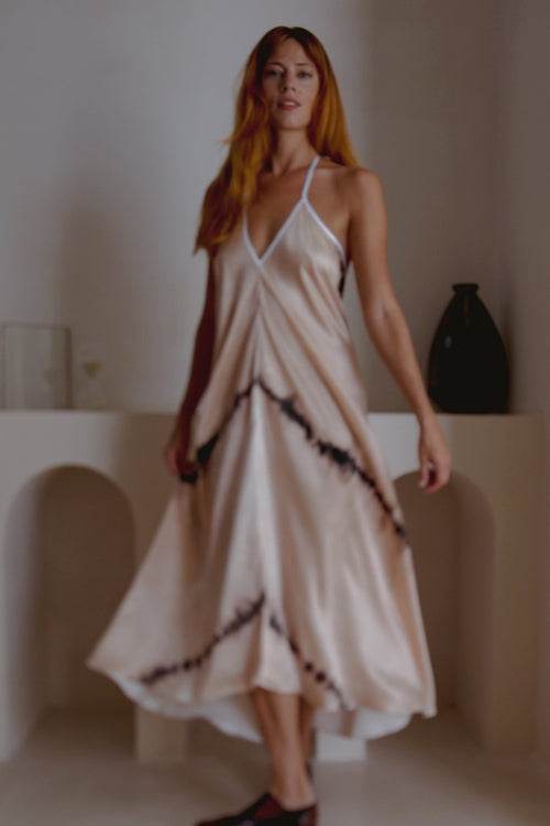 Altair Silk Halter Dress in Shibori - CheepSweepz