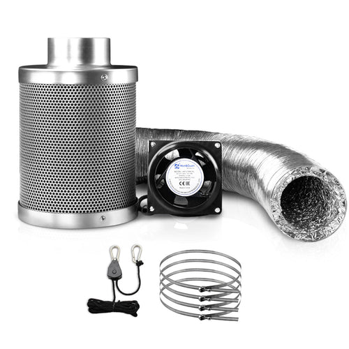 Green Fingers 6"Ventilation Kit Fan Hydroponics Grow Tent Kit Carbon - CheepSweepz