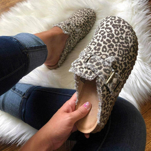 Flat Heel Round Toe Canvas Loafer Women's Vintage Clogs - CheepSweepz