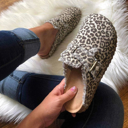 Flat Heel Round Toe Canvas Loafer Women's Vintage Clogs - CheepSweepz
