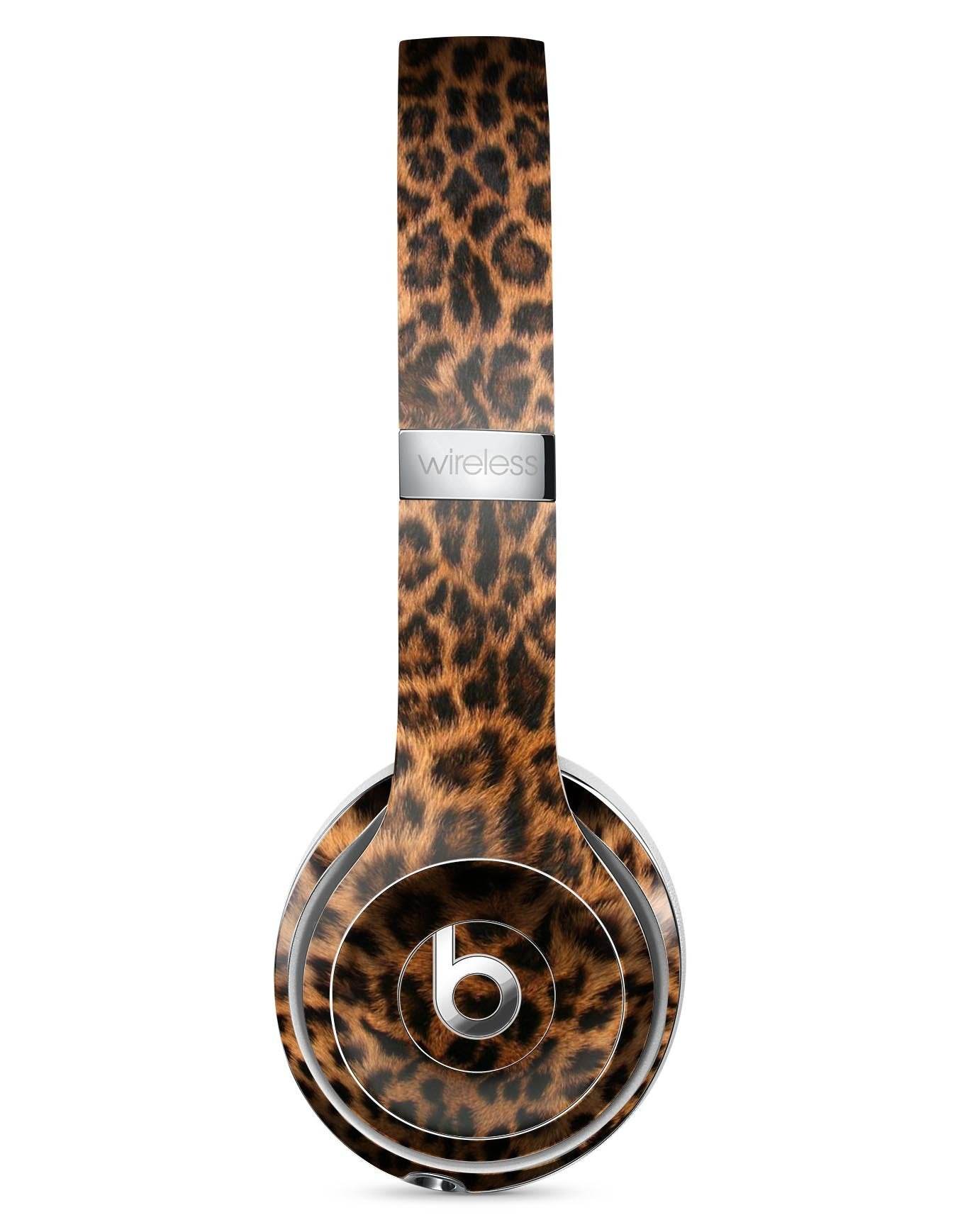 Blue Leto custom Beats headphone wrap kit with leopard print design for wireless headphones