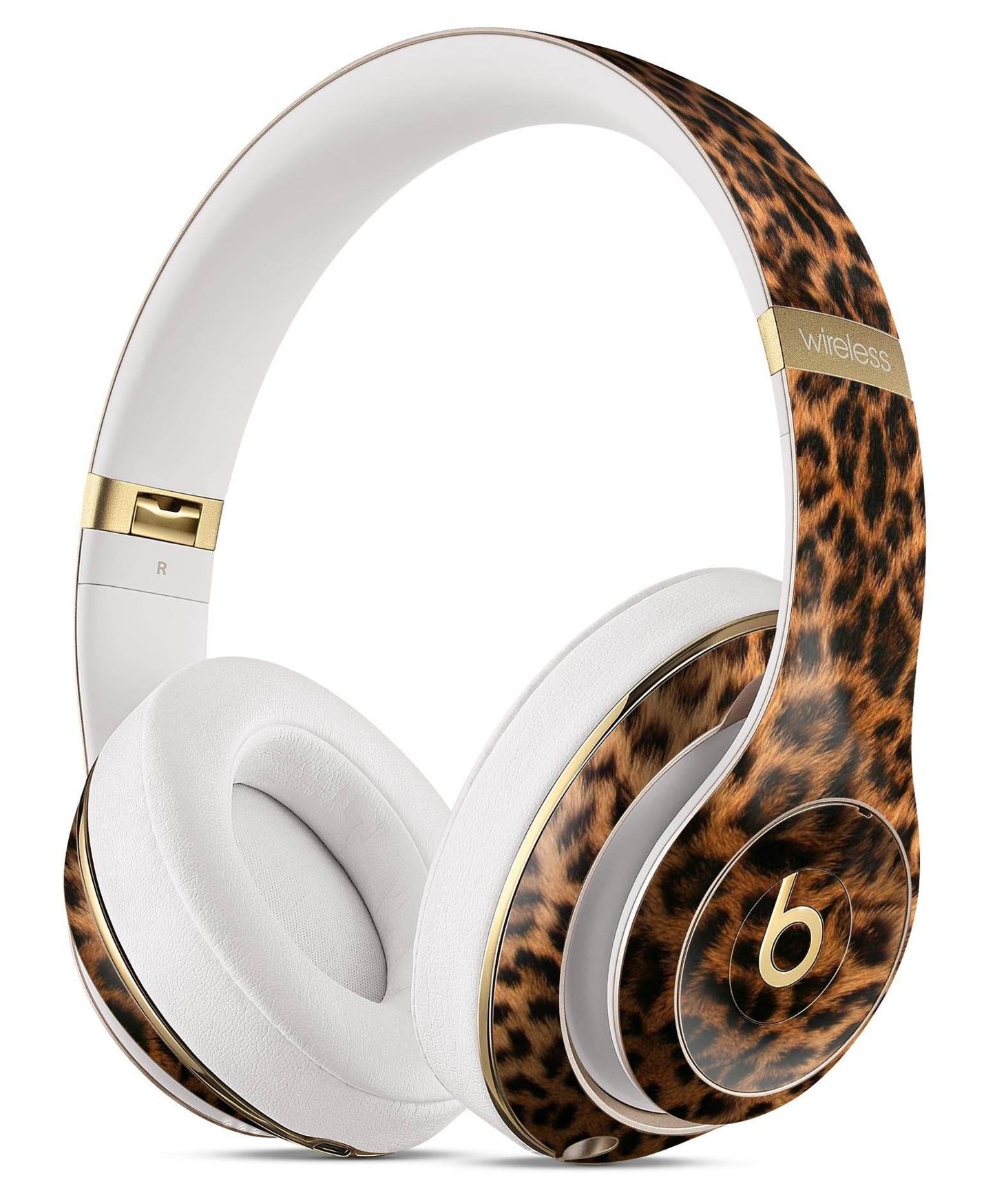 White Beats headphones with leopard print custom Beats headphone wrap kit by Blue Leto