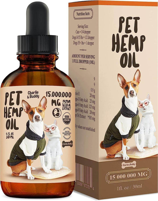 Periwinkle Eros pet hip and joint support supplement pet hemp oil with 15 million mg for dogs and cats